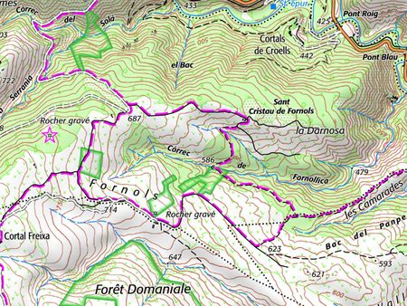 Fornols et sa dalle gravée, sur le territoire de Campôme