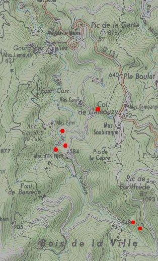 Carte des carrières de marbre de Céret